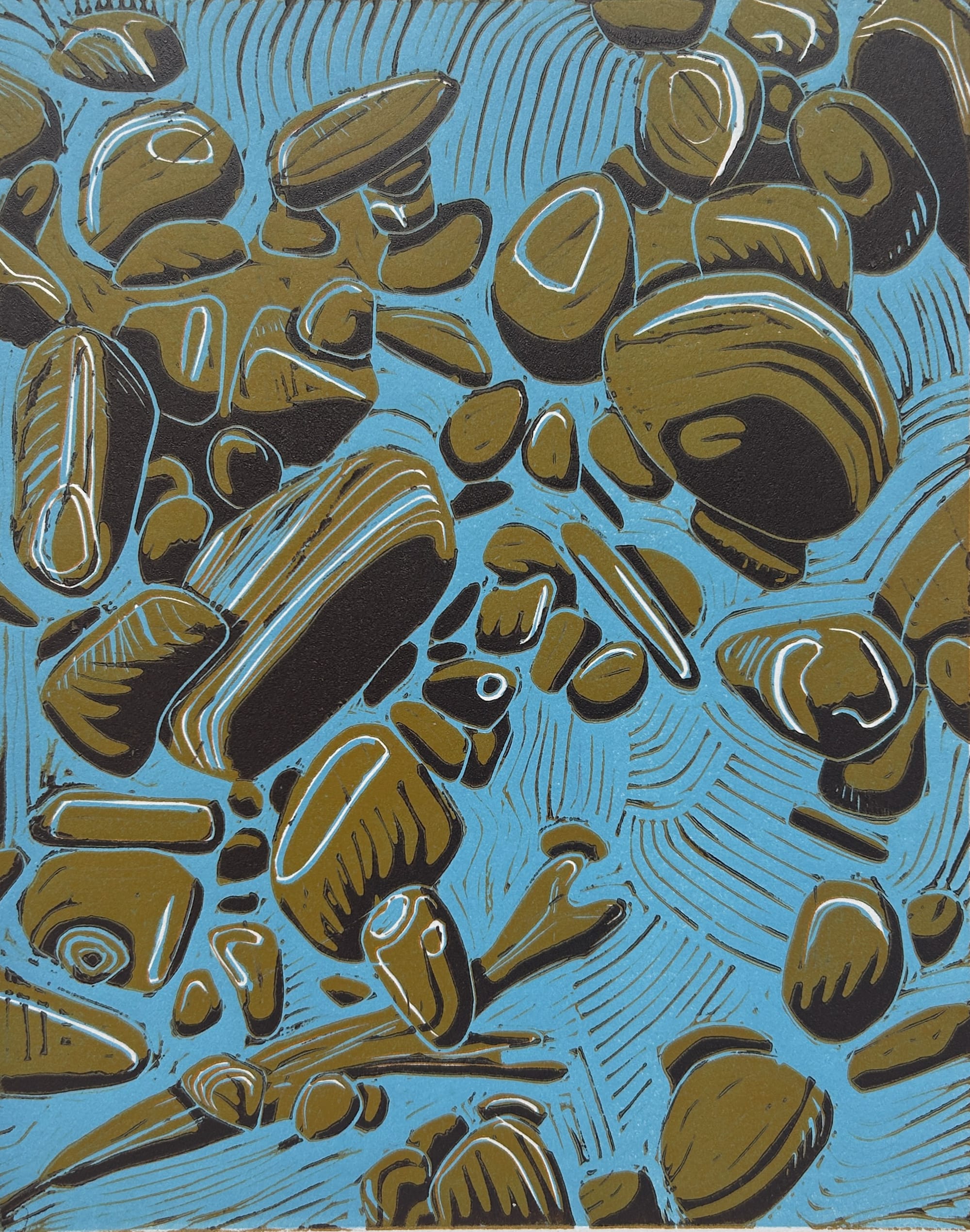 Pebbles (Linocut)